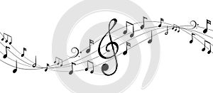 Music notes wave isolated, group musical notes background Ã¢â¬â vector